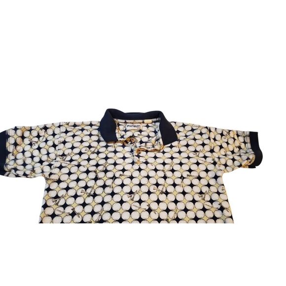 Vintage Penguin Sport Polo Shirt Mens Navy Medium All Over Golf Print Gorpcore - Picture 5 of 15